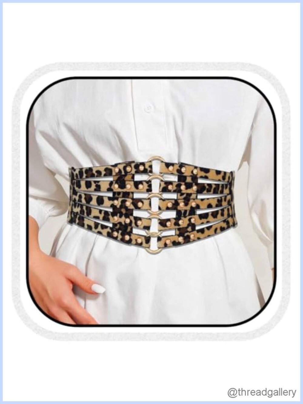 Hollow Out Rivet Corset Belt Wide Elastic Leather Waist Belt Punk Accessory